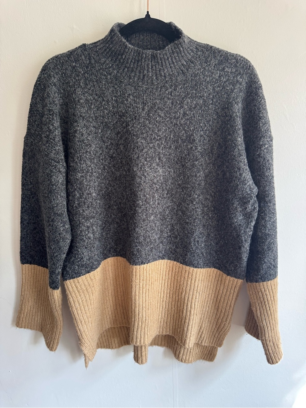 Michael Kors Women’s Two-Tone Crewneck Sweater - Gray and Tan